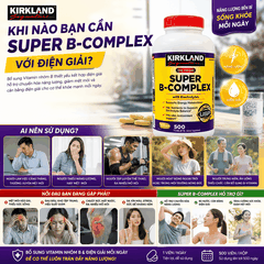 Vitamin B tổng hợp Super B-Complex Kirkland Signature hộp 500 viên