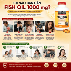 Dầu cá Fish Oil 1000mg Kirkland Signature sáng mắt, tăng thị lực hộp 400 viên