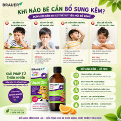 Siro bổ sung kẽm Brauer Baby Kids Liquid Zinc 200mL hỗ trợ trẻ biếng ăn cho trẻ từ 1 tuổi