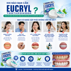 Bột bạc hà tẩy trắng răng Eucryl Tooth powder 50g làm sạch miệng, hơi thở thơm tho và răng trắng sáng hộp 50g