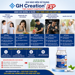 Tăng chiều cao độ tuổi từ 4 - 30 tuổi GH Creation EX + Nhật Bản giúp hỗ trợ phát triển chiều cao tự nhiên, lành tính và hiệu quả 270 viên