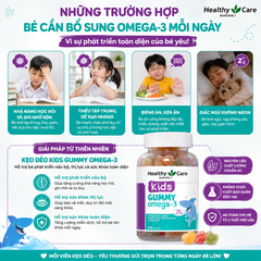 Omega 3 cho bé Healthy Care Kids Gummy Hỗ trợ phát triển trí tuệ toàn diện, tăng cường thị lực, Giúp bé học tập và ghi nhớ tốt hơn (dạng kẹo) 250 viên