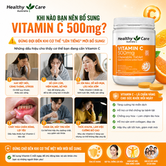 Viên nhai Vitamin C 500mg Chewable Healthy Care hỗ trợ làm đẹp da, tăng đề kháng 500 viên