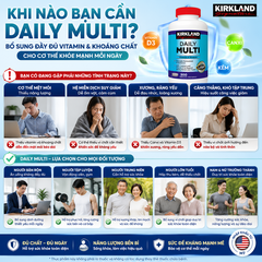 Thực phẩm bảo vệ sức khỏe Kirkland Signature Daily Multi 500 viên vitamin tổng hợp dưới 50 tuổi hộp 500 viên