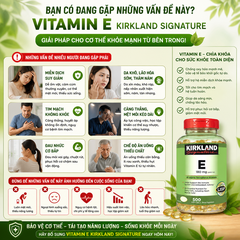 Viên uống vitamin E 400IU Kirkland Signature trắng sáng da, ngừa lão hóa hộp 500 viên
