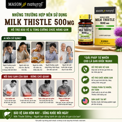 Viên Uống Bổ Gan Mason Natural Milk Thistle 500mg Lọ 60 Viên Hỗ Trợ Giải Độc, Bổ Gan, Cải Thiện Chức Năng Gan