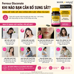 Mason Natural Ferrous Gluconate 100 viên – Sản phẩm bổ sung sắt hữu cơ