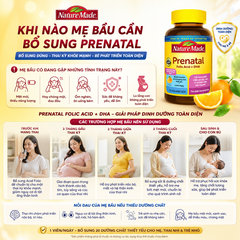 Vitamin tổng hợp cho bà bầu nature Prenatal Multivitamin Folic Acid + DHA Softgels hộp 150 viên nội địa Mỹ