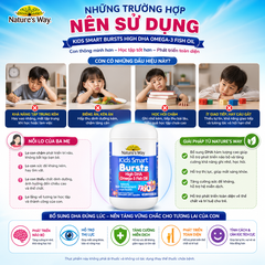 Viên nhai dầu cá ba màu Nature's Way kids smart bursts high DHA omega-3 fish Oil trio hỗ trợ tốt cho não bộ và mắt cho bé 60 viên