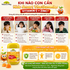 Kẹo Dẻo Nature's Way Kids Smart Vita Gummies Vitamin C+ ZinC – Bổ sung kẽm và vitamin C tăng sức đề kháng cho trẻ