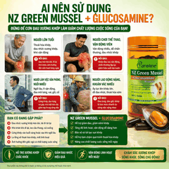 Khớp vẹm xanh - Careline Nz Green Mussel Glucosamine - Hỗ trợ sức khỏe xương khớp 60 viên