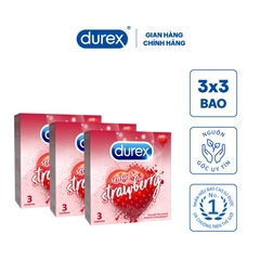 Bao cao su durex sensual strawberry 3 chiếc mùi dâu