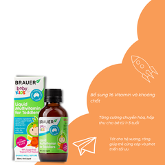 Vitamin tổng hợp cho bé từ 1 - 3 tuổi Brauer Baby Kids Liquid Multivitamin for Toddlers 100ml dạng nước 100ml