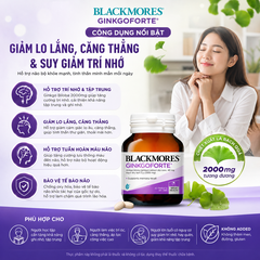 Viên uống bổ não blackmores gingkoforte 40 viên - giảm tình trạng lo lắng căng thẳng và suy giảm trí nhớ