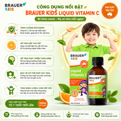 Siro vitamin c brauer baby kids liquid cho trẻ trên 1 tuổi tăng cường đề kháng chai 100ml