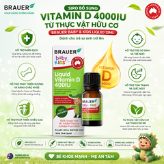 Siro bổ sung Vitamin D 400IU từ thực vật hữu cơ Brauer Baby Kids Liquid 10ml dành cho trẻ sơ sinh trở lên