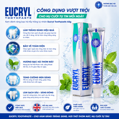 Kem đánh răng bạc hà tẩy trắng tự nhiên Eucryl Toothpaste 62g - nội địa Anh