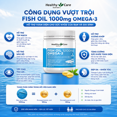 Healthy Care Fish Oil 1000mg Omega-3 200 Soft Capsules