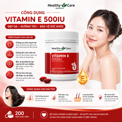 Vitamin E 500IU Healthy Care đẹp da, dưỡng tóc 200 viên