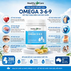 Omega 369 dầu cá hỗ trợ tim mạch, thị lực Healthy Care  Ultimate 200 viên