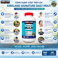 Thực phẩm bảo vệ sức khỏe Kirkland Signature Daily Multi 500 viên vitamin tổng hợp dưới 50 tuổi hộp 500 viên
