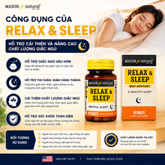 Viên uống Mason Natural Relax & Sleep Hỗ trợ cải thiện và nâng cao chất lượng giấc ngủ 90 viên