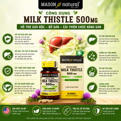 Viên Uống Bổ Gan Mason Natural Milk Thistle 500mg Lọ 60 Viên Hỗ Trợ Giải Độc, Bổ Gan, Cải Thiện Chức Năng Gan