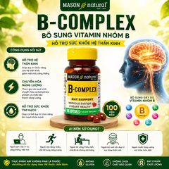 Mason Natural B-Complex 100 vên bổ sung vitamin nhóm B hỗ trợ sức khoẻ hệ thần kinh
