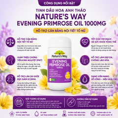 Tinh dầu hoa Anh Thảo Nature's Way evening primrose oil hỗ trợ cân bằng nội tiết tố nữ 60 viên