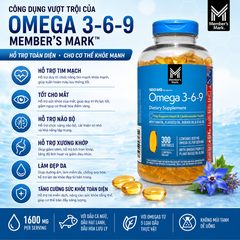 Viên Uống Dầu Cá Bổ Sung Omega 3-6-9 Member’s Mark Mẫu Mới 300 Viên