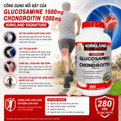 Glucosamine 1500mg Chondroitin 1200mg Kirkland Signature hộp 280 viên