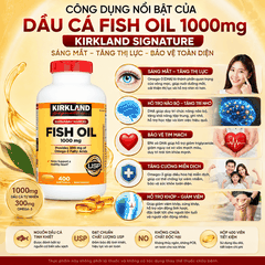 Dầu cá Fish Oil 1000mg Kirkland Signature sáng mắt, tăng thị lực hộp 400 viên