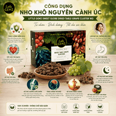 Nho khô nguyên cành Úc Little Gemz Sweet Globe Dried Table Grape Cluster 1kg
