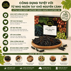 Nho Ngón Tay khô nguyên cành Little Gemz Sweet Sapphire Dried Grapes Clusters 1kg
