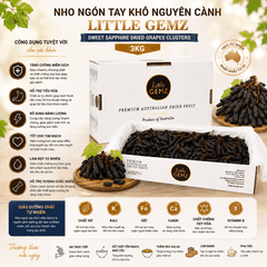 Nho Ngón Tay khô nguyên cành Little Gemz Sweet Sapphire Dried Grapes Clusterss 3kg