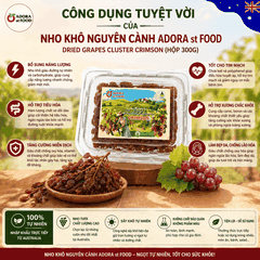 Hộp 300g Nho khô nguyên cành Adora st Food Dried Grapes Cluster Crimson