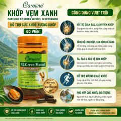 Khớp vẹm xanh - Careline Nz Green Mussel Glucosamine - Hỗ trợ sức khỏe xương khớp 60 viên