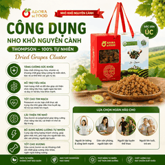 Nho khô nguyên cành Adora st Food Dried Grapes Cluster Thompson  1kg đặc sản Úc