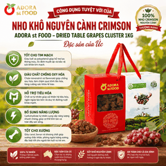 Nho khô nguyên cành Adora st Food  Crimson Dried Table Grapes Cluster 1 kg đặc sản của Úc