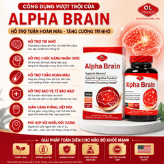 Viên uống hỗ trợ tuần hoàn máu, cải thiện trí nhớ Olympian Labs Alpha Brain hộp 60 viên