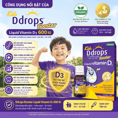 Kids Ddrops Booster Liquid Vitamin D3 600 IU bổ sung vitamin d3 dạng giọt cho bé 1-18 tuổi