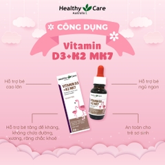 Siro hỗ trợ tăng chiều cao Vitamin D3 K2 MK7 Healthy Care cho trẻ sơ sinh 25ml