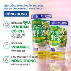 Rau củ tổng hợp DHC Nhật  perfect vegetable 30 ngày hỗ trợ tiêu hóa 120 viên