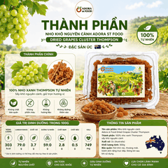 Hộp 300g Nho khô nguyên cành Adora st Food Dried Grapes Cluster Thompson đặc sản Úc