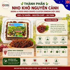 Hộp 300g Nho khô nguyên cành Adora st Food Dried Grapes Cluster Crimson