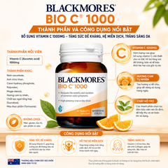 Bổ sung  vitamin c blackmores bio c 1000mg 31 viên tăng sức đề kháng, hệ miễn dịch, trắng sáng da