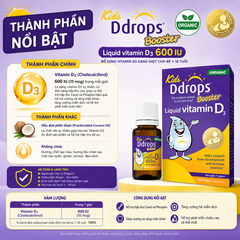 Kids Ddrops Booster Liquid Vitamin D3 600 IU bổ sung vitamin d3 dạng giọt cho bé 1-18 tuổi