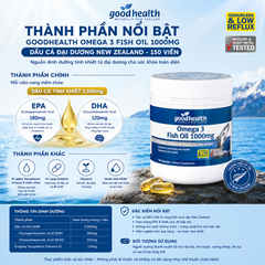 Dầu cá đại dương New Zealand Goodhealth Omega 3 Fish Oil 1000mg 150 viên