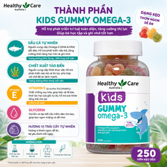 Omega 3 cho bé Healthy Care Kids Gummy Hỗ trợ phát triển trí tuệ toàn diện, tăng cường thị lực, Giúp bé học tập và ghi nhớ tốt hơn (dạng kẹo) 250 viên
