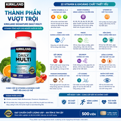 Thực phẩm bảo vệ sức khỏe Kirkland Signature Daily Multi 500 viên vitamin tổng hợp dưới 50 tuổi hộp 500 viên